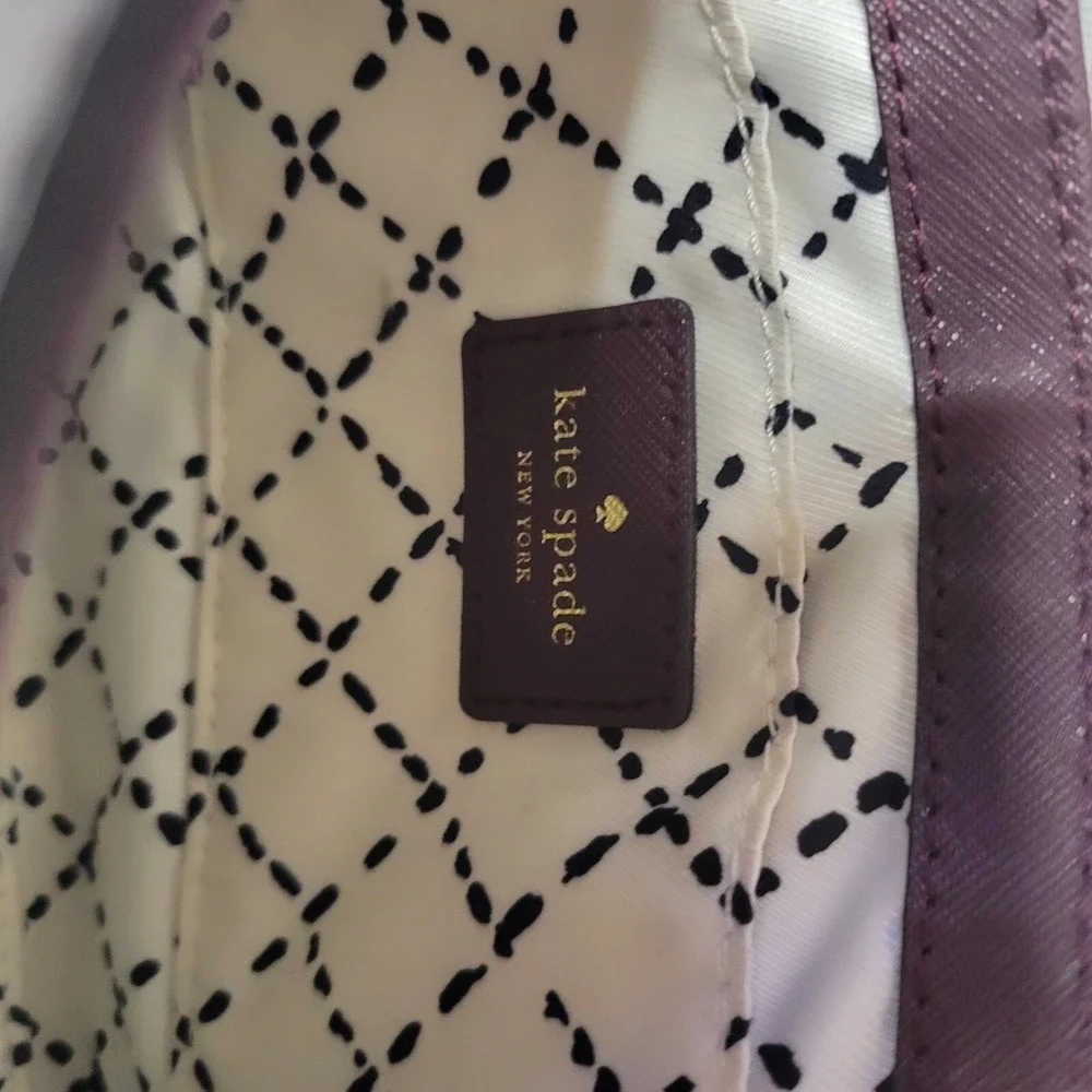 Kate Spade Burgundy Saffiano Leather Crossbody Bag Gold Pyramid Turnlock Plum